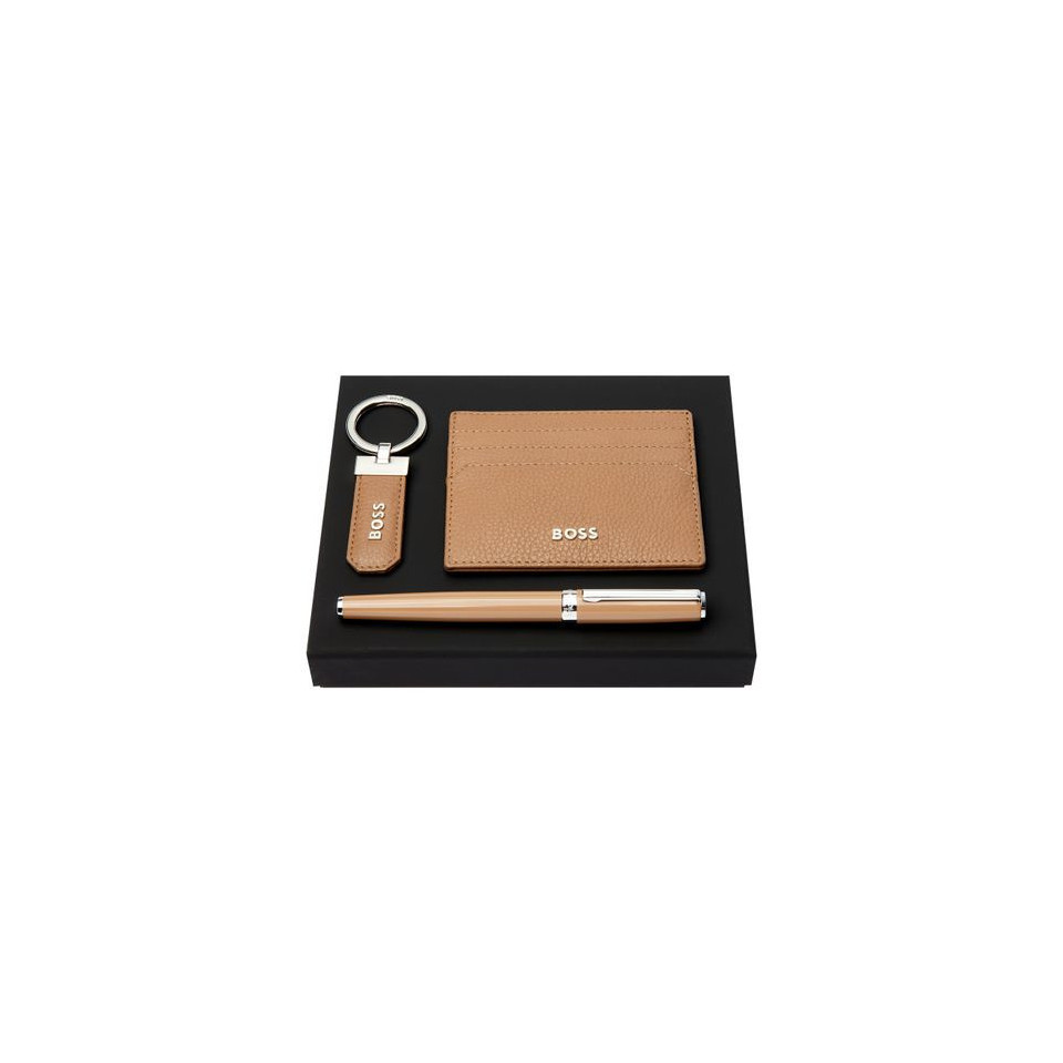 Parure publicitaire HUGO BOSS (stylo plume, porte-clefs & porte-cartes)