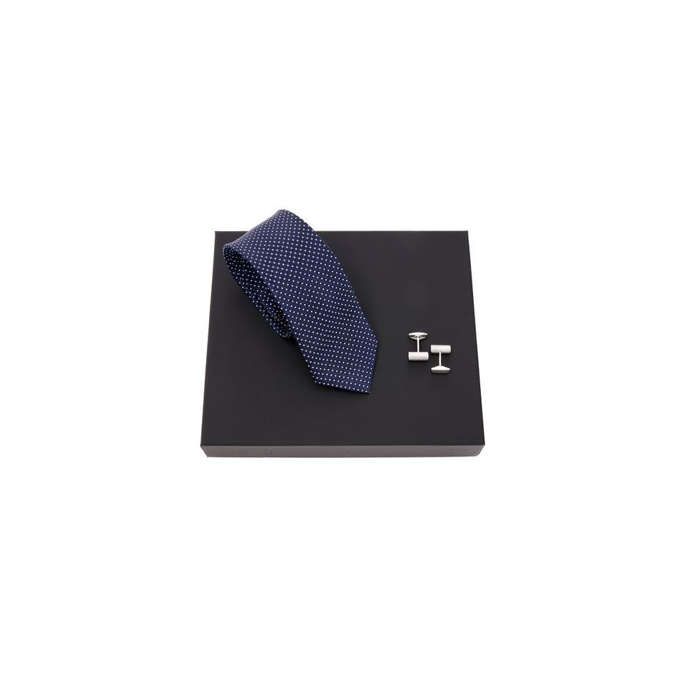 Parure publicitaire Caprio boutons de manchette & cravate soie