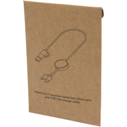 Câble publicitaire 5 en 1 Alasia en aluminium et plastique recyclés de 30 cm pour la synchronisation des données 27 W Câble publicitaire 5 en 1 Alasia en aluminium et plastique recyclés de 30 cm pour la synchronisation des données 27 W