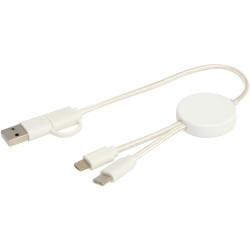 Câble publicitaire 5 en 1 Citala en plastique recyclé de 30 cm pour la synchronisation des données 27 W Câble publicitaire 5 en 1 Citala en plastique recyclé de 30 cm pour la synchronisation des données 27 W