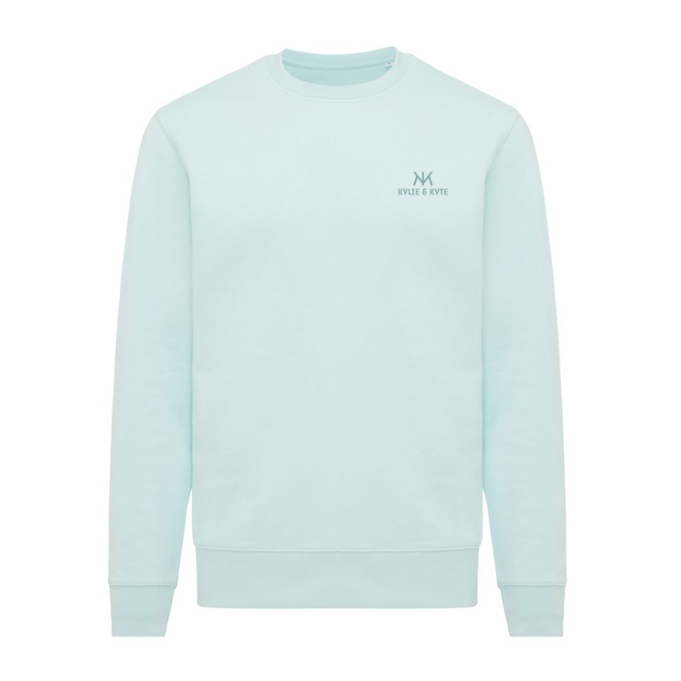 Sweater publicitaire à col rond léger en coton recyclé Iqoniq Etosha 280 g/m²