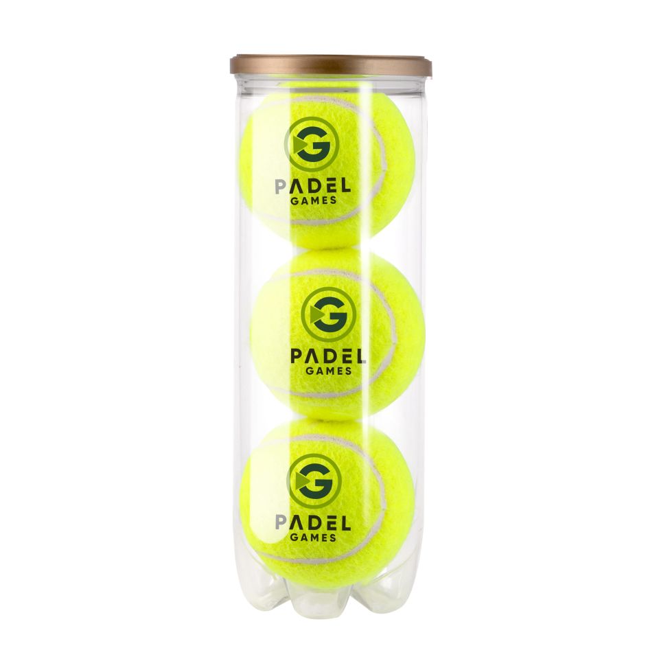 Tube de 3 balles de padel publicitaire personnalisé fabriqué en Europe