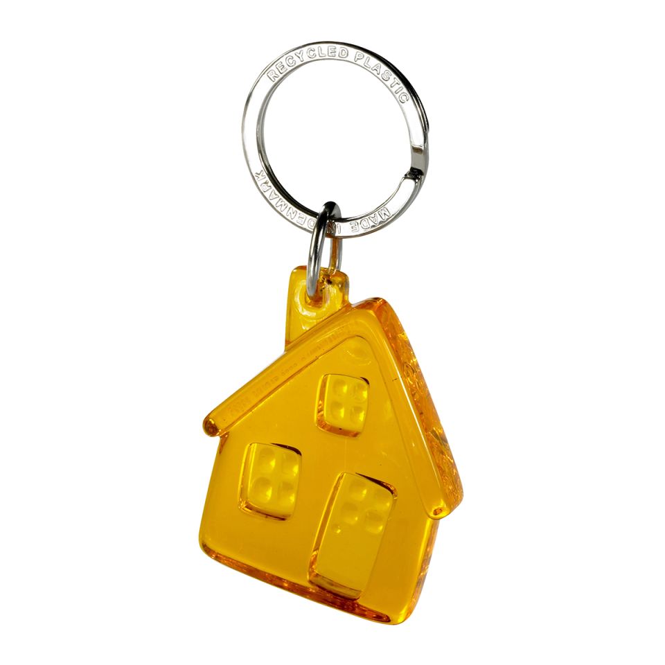 Porte-clé rigide en forme de maison en acrylique recyclé personnalisé fabriqué en Europe