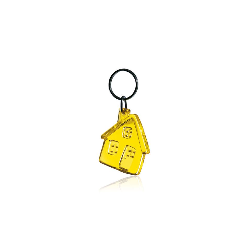 Porte-clé rigide en forme de maison en acrylique recyclé personnalisé fabriqué en Europe
