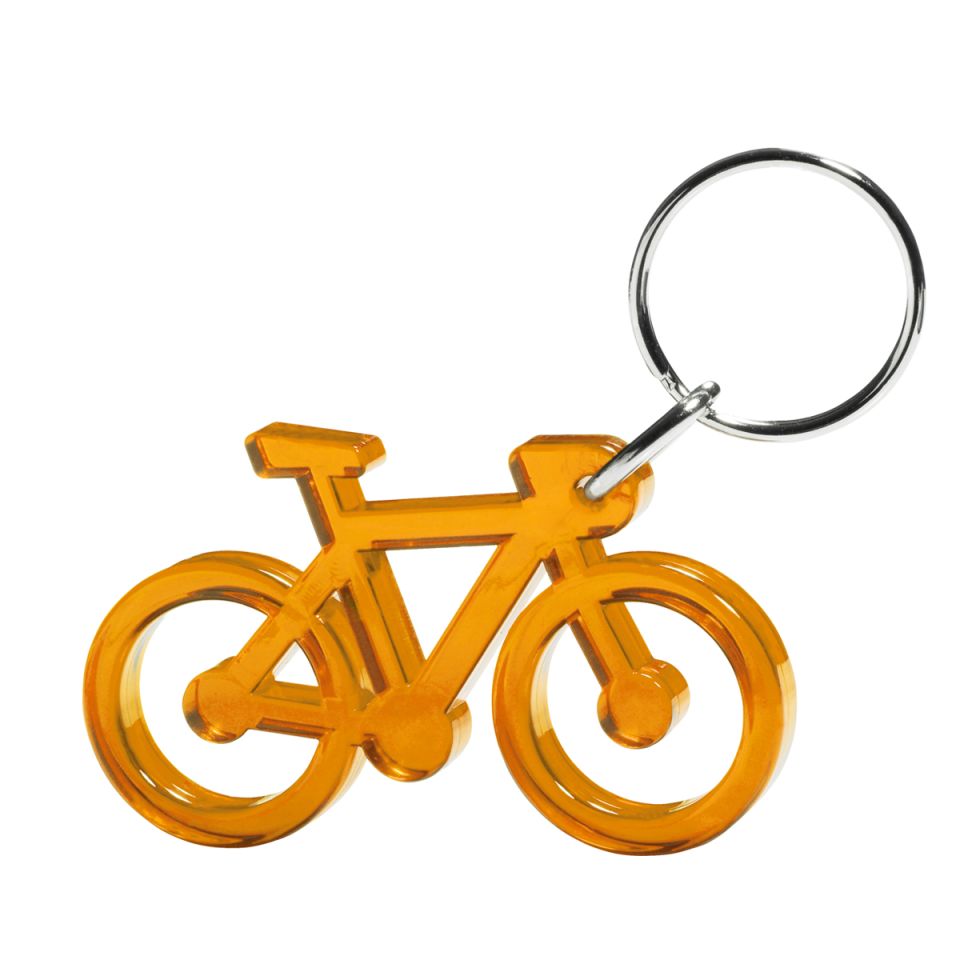 Porte-clé rigide en forme de vélo en acrylique recyclé personnalisé fabriqué en Europe