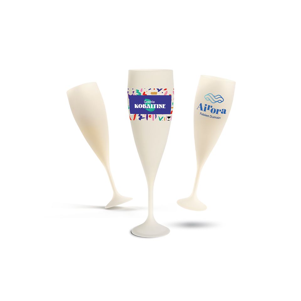 Flûte à champagne réutilisable en biocomposite personnalisée fabriqué en France 140 ml