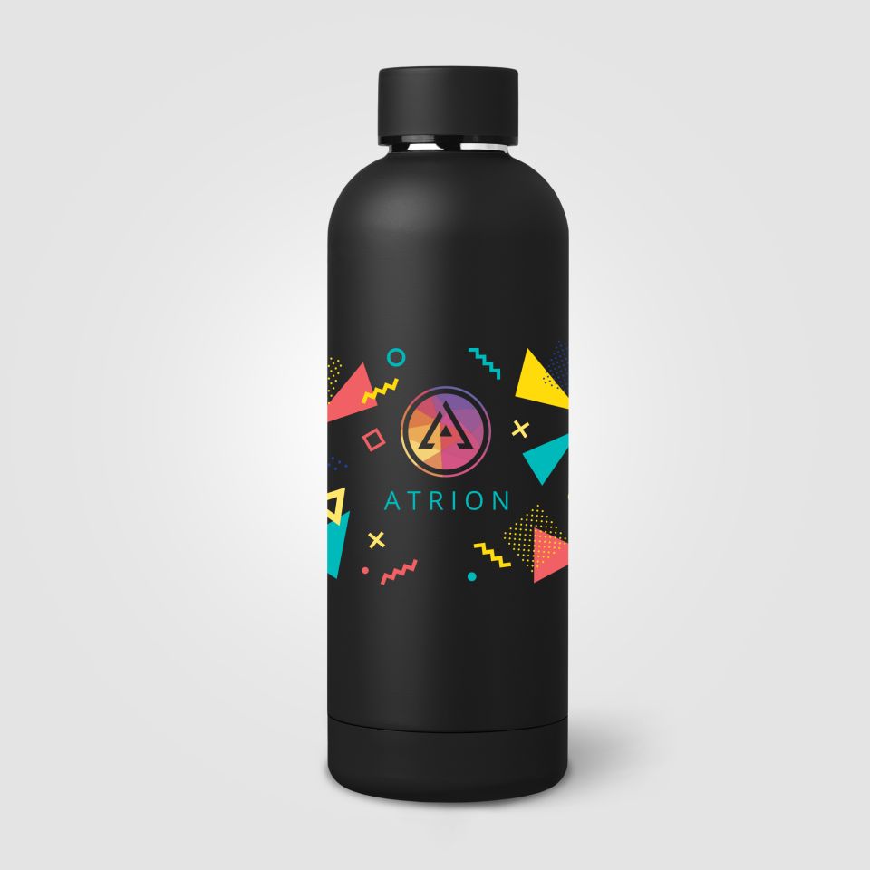 Bouteille publicitaire isotherme Astrid en acier inoxydable à double paroi de 530 ml