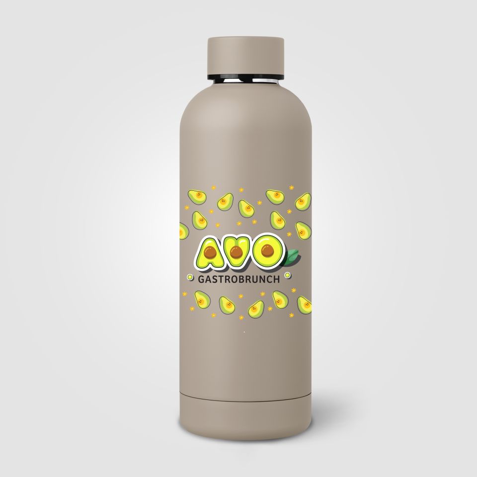 Bouteille publicitaire isotherme Astrid en acier inoxydable à double paroi de 530 ml