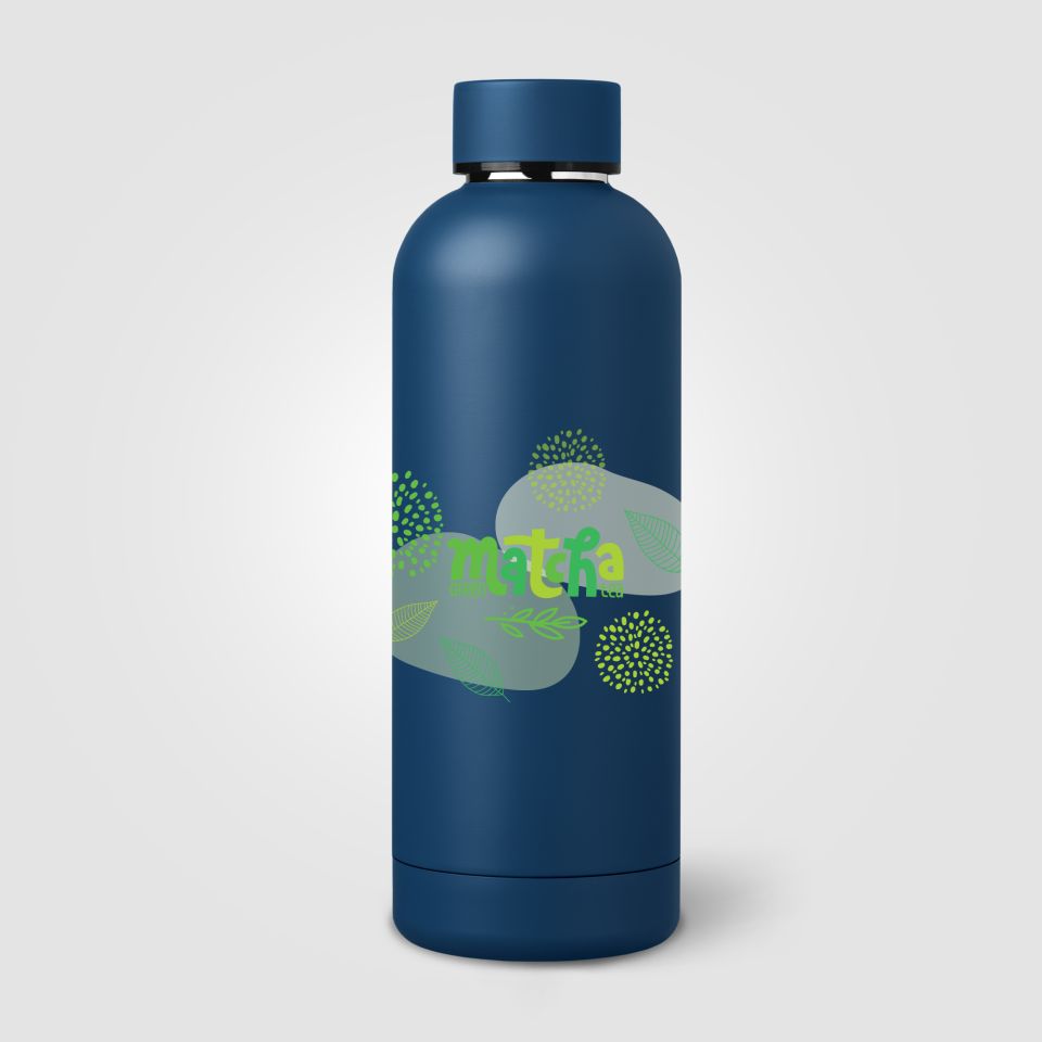 Bouteille publicitaire isotherme Astrid en acier inoxydable à double paroi de 530 ml