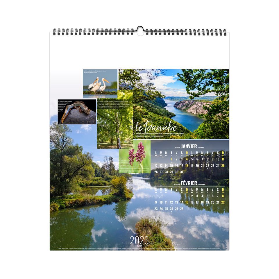 Calendrier personnalisable fabriqué en France 7 feuillets Fleuves d'Europe grand format