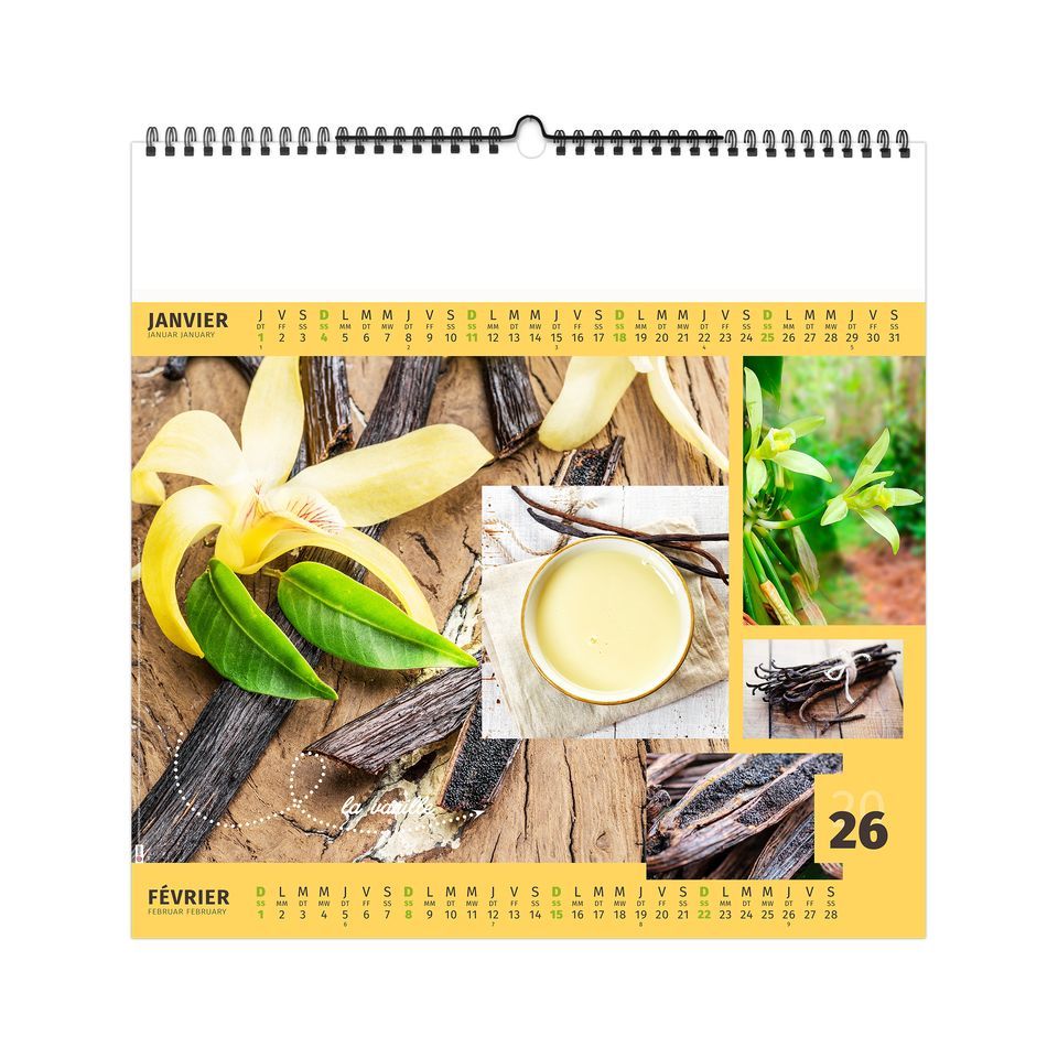 Calendrier 7 feuillets publicitaire fabriqué en France Aromates et Compagnie Petit format
