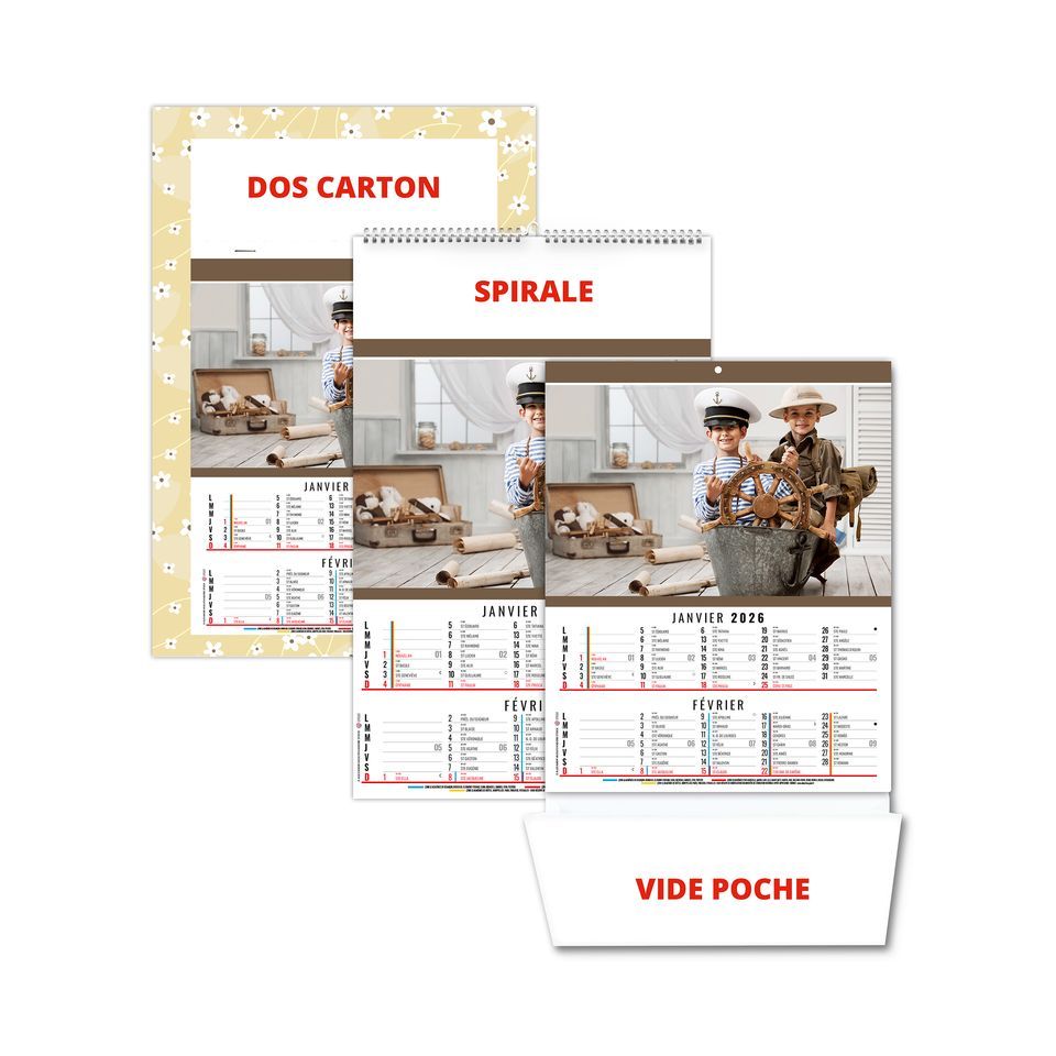 Calendrier personnalisable fabriqué en France 6 feuillets Mattéo