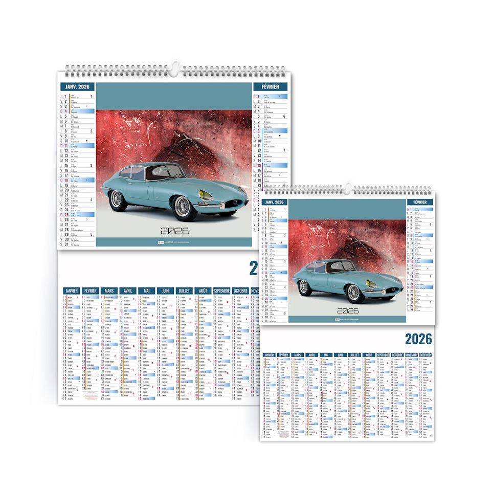Calendriers personnalisables fabriqués en France 6 feuillets Design car 2 en 1