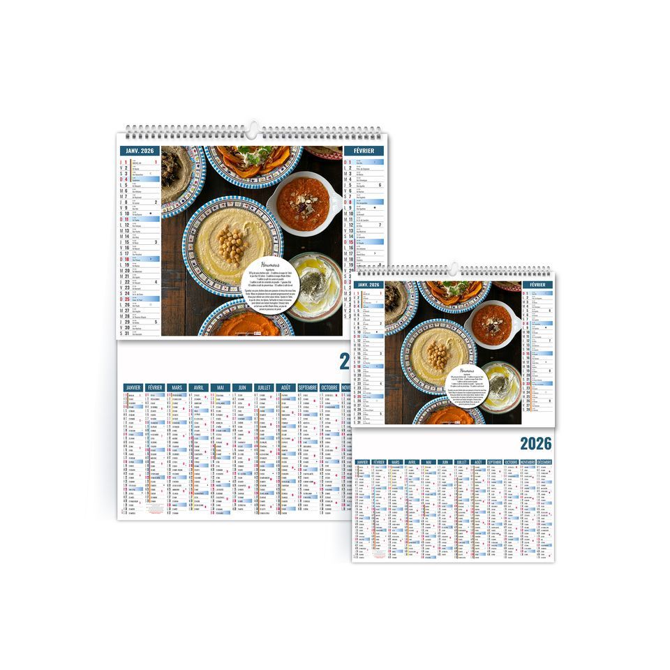 Calendrier personnalisable fabriqué en France 2 en 1 Fooding