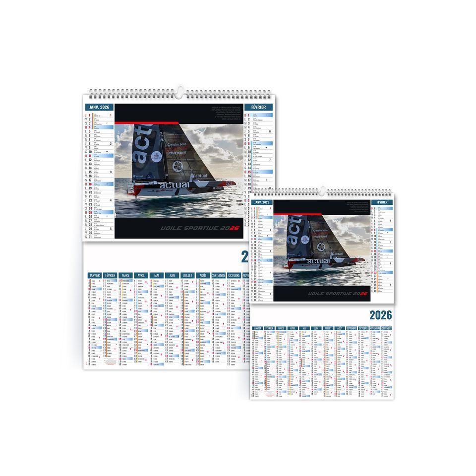 Calendrier personnalisable fabriqué en France Voile sportive 2 en 1