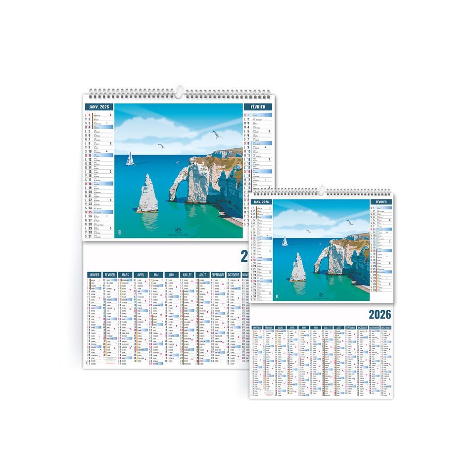Calendrier planning publicitaire fabriqué en France 2 en 1 Découvertes