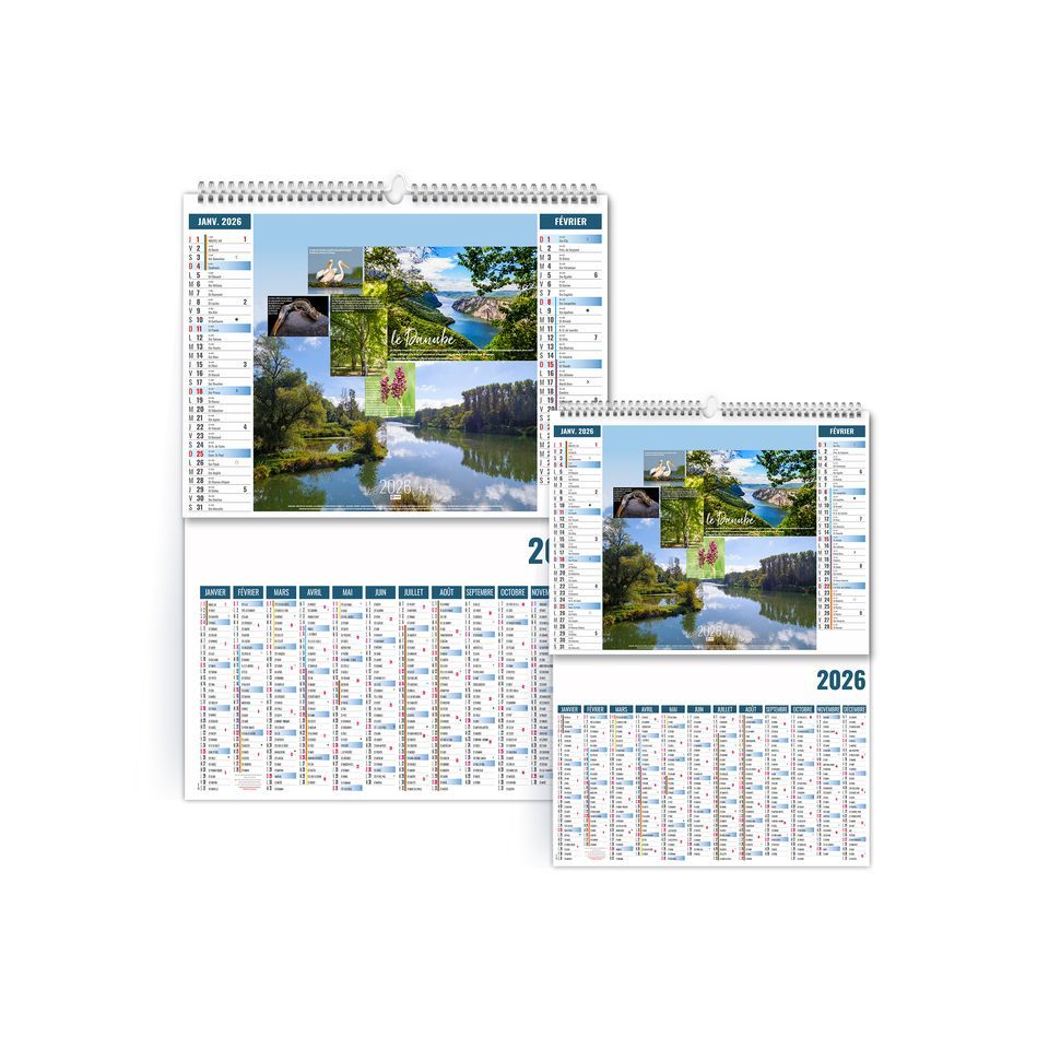 Calendriers personnalisés fabriqués en France 6 feuillets Débit 2 en 1