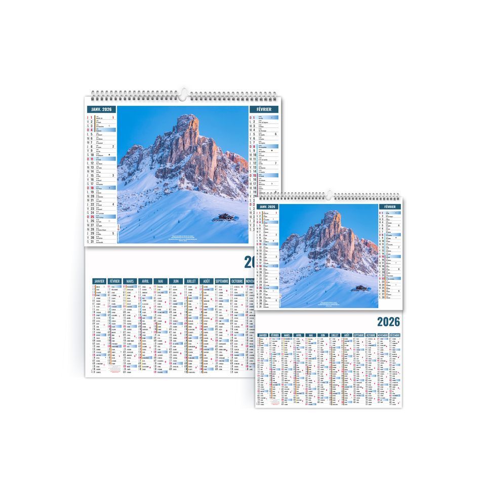 Calendrier personnalisé fabriqué en France 2 en 1 Paysages 6 feuillets