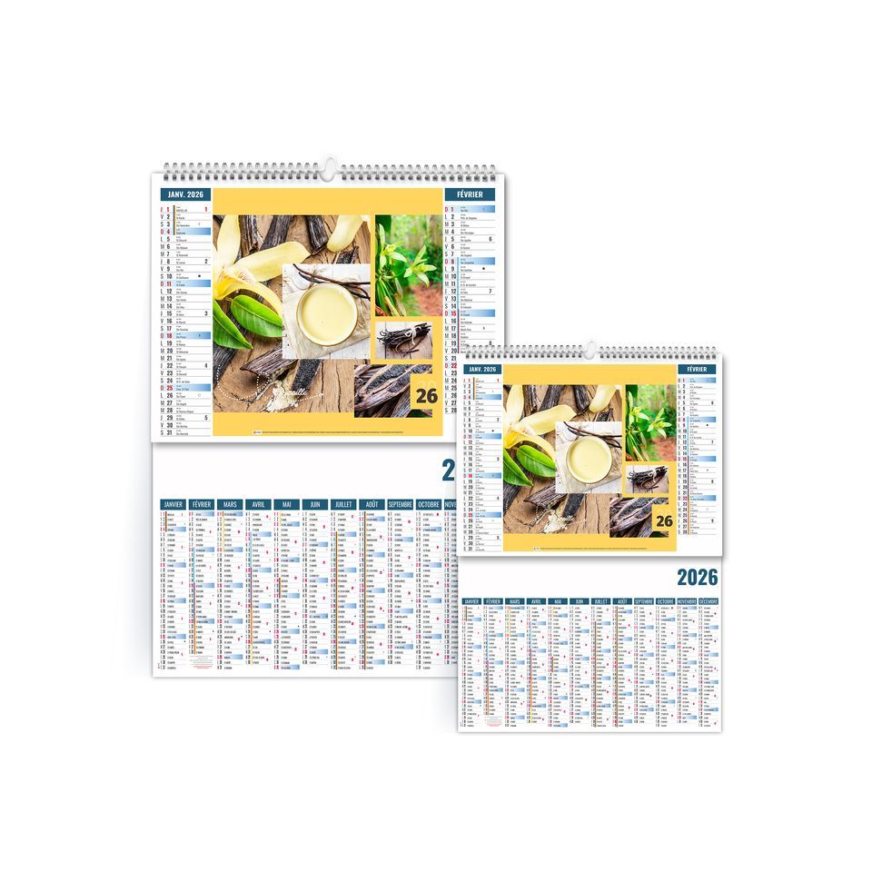 Calendrier publicitaire fabriqué en France 2 en 1 Aromates 6 feuillets