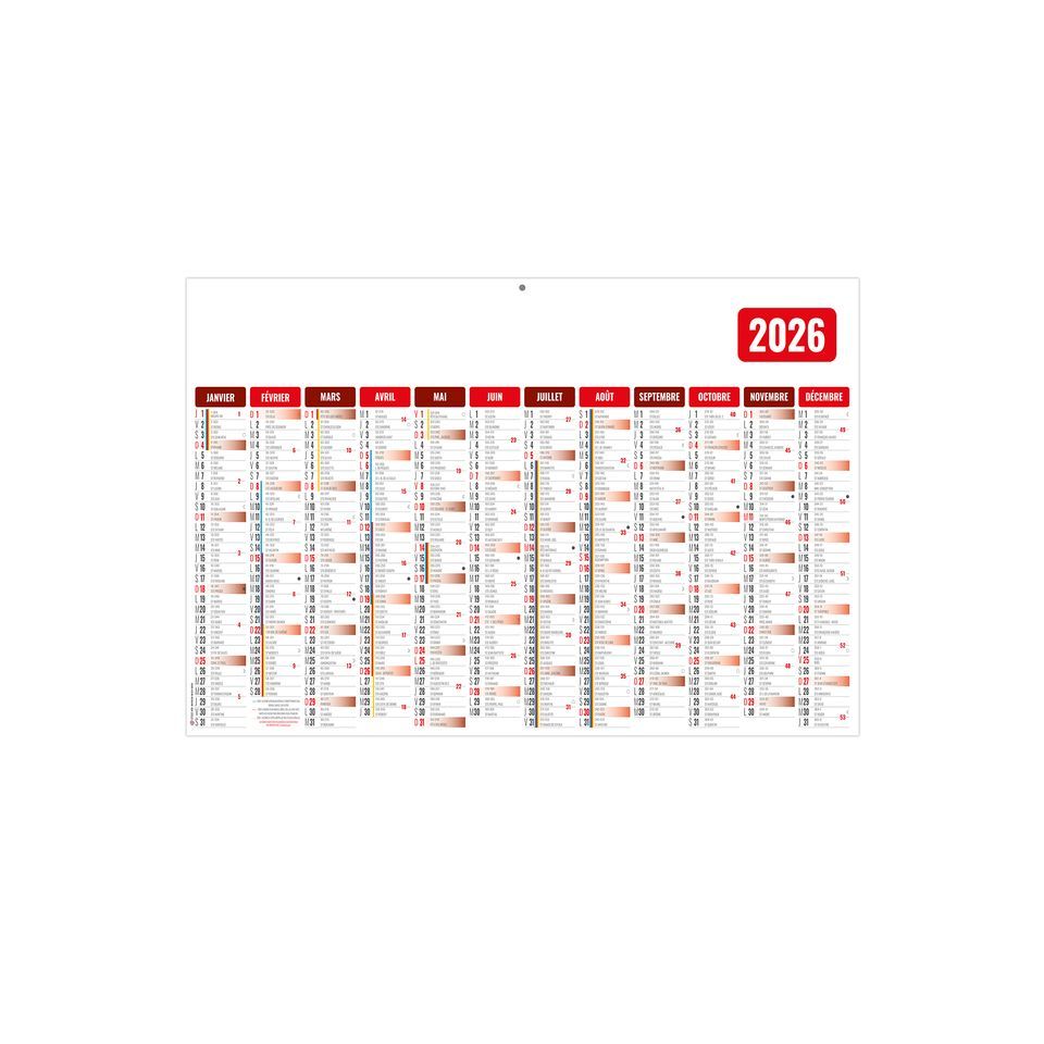 Calendrier économique publicitaire fabriqué en France bancaire Souple