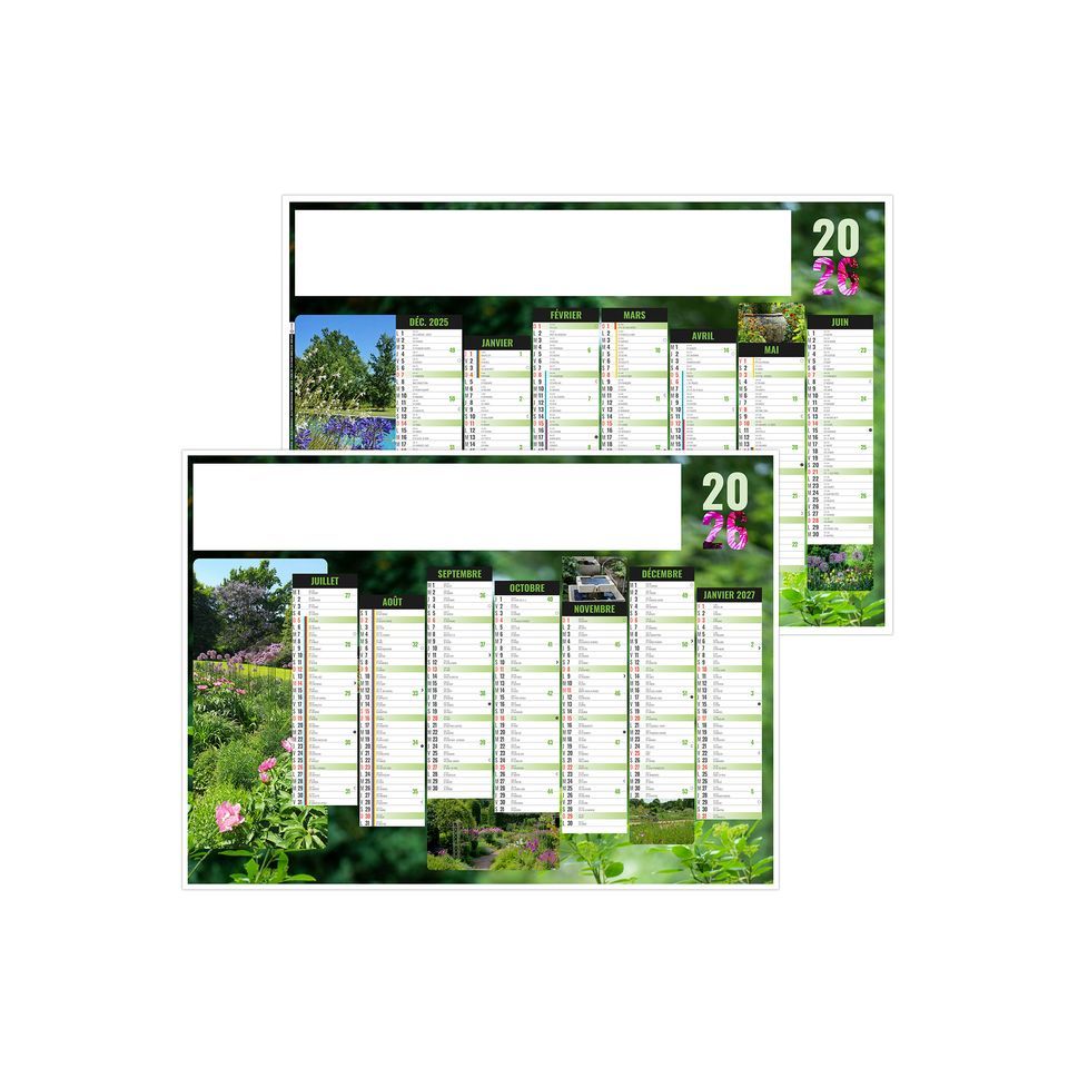Calendriers publicitaires fabriqués en France bancaires Nature souples