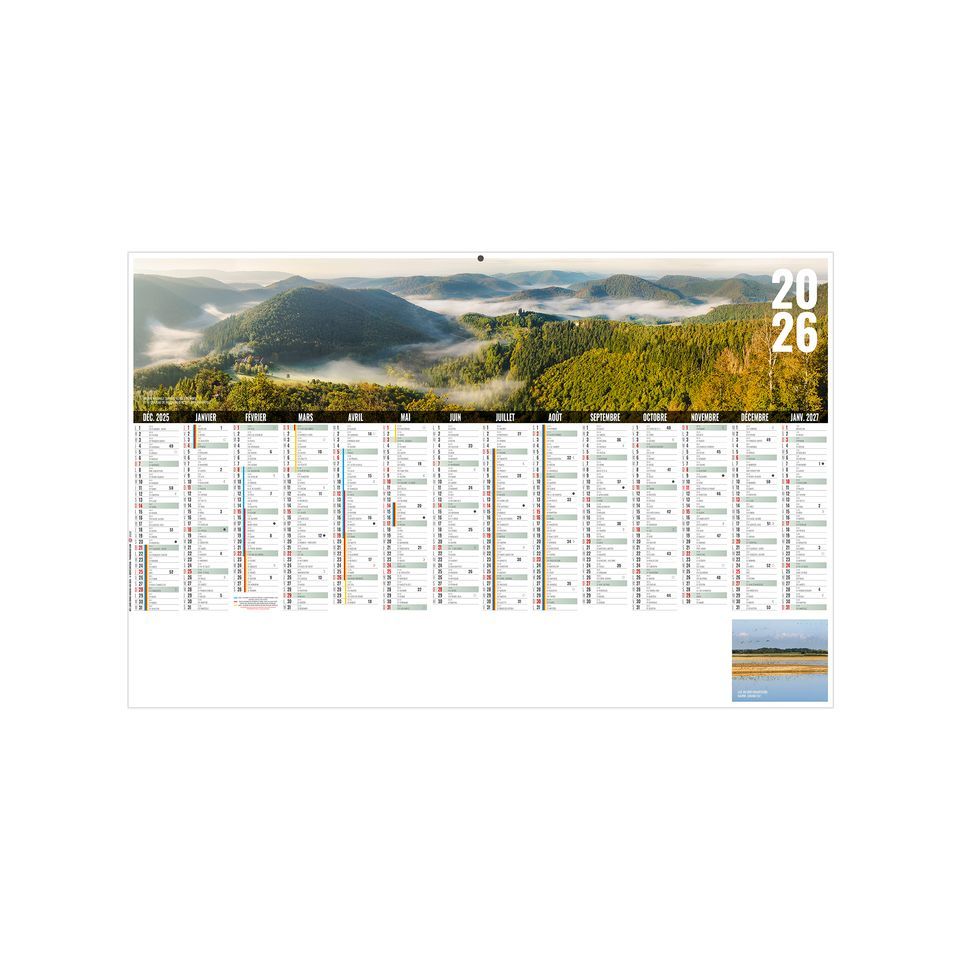 Calendrier bancaire personnalisable fabriqué en France Libre Choix Rigide
