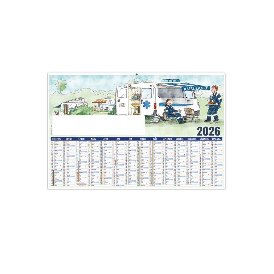 Calendriers bancaires personnalisables fabriqués en France L'Ambulancier Souples