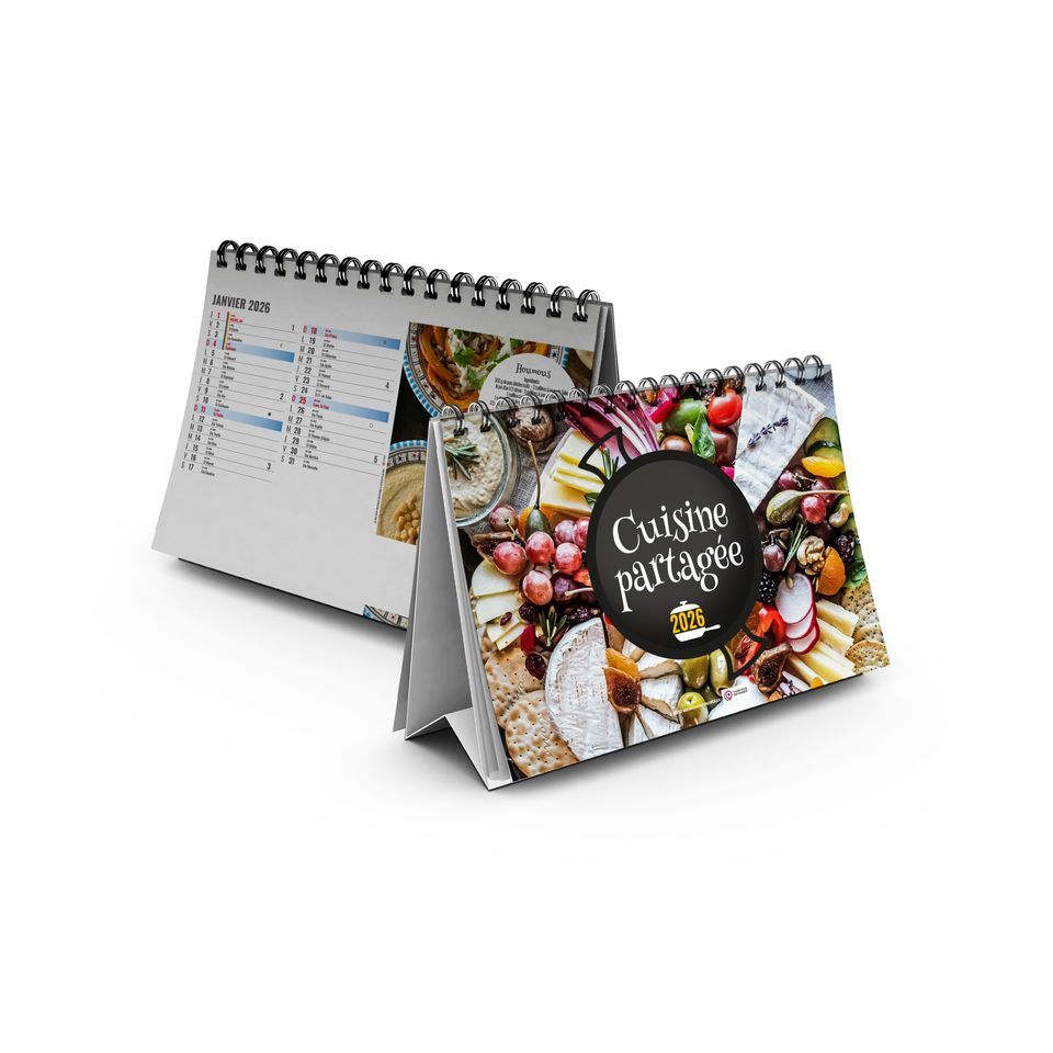 Calendrier personnalisé fabriqué en France de bureau Mes petites recettes 13 feuillets