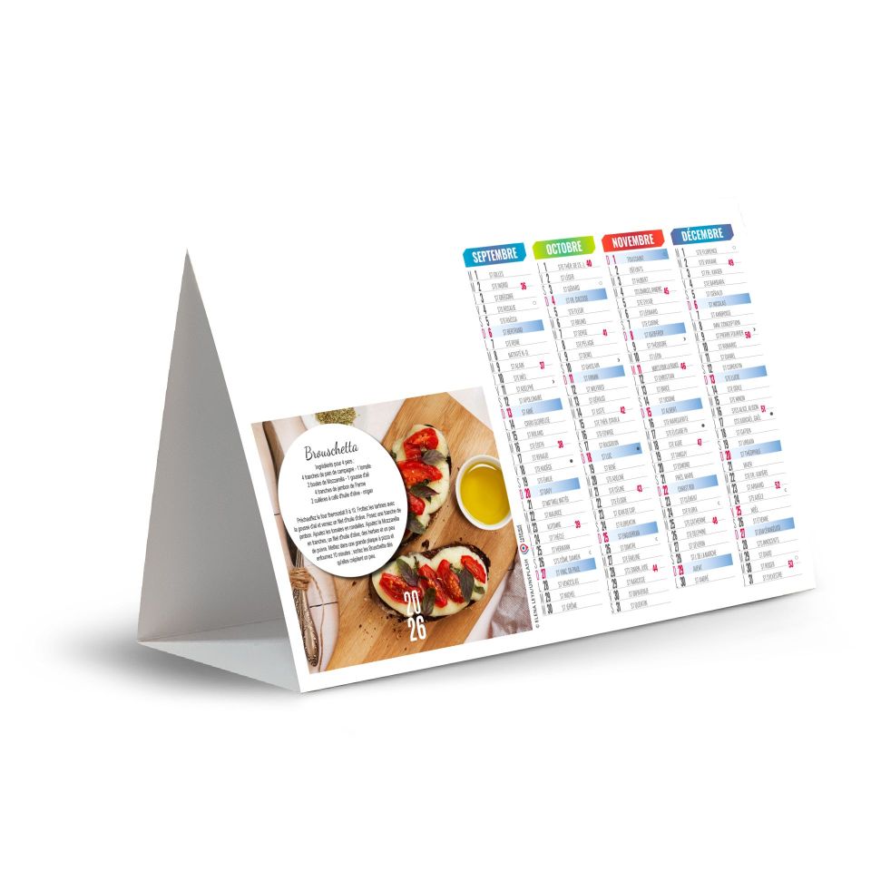 Chevalets de comptoir publicitaires fabriqués en France 3 faces Recettes