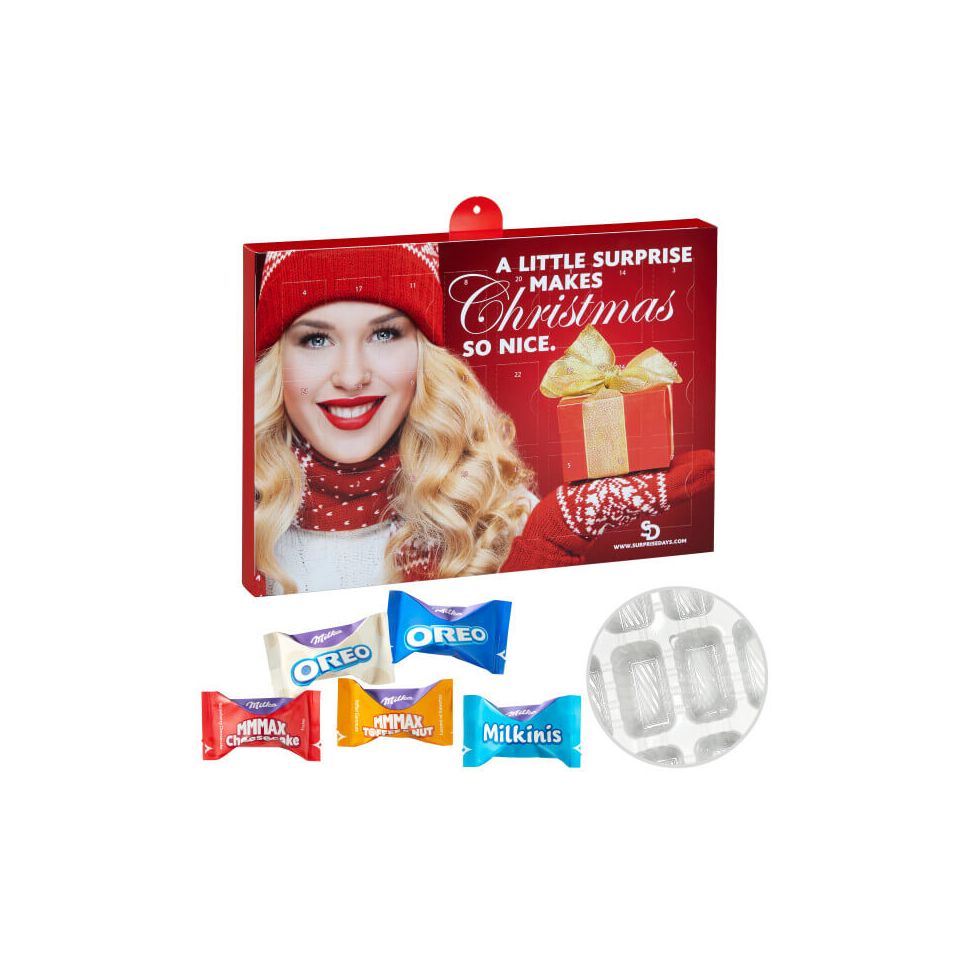Calendrier de l'avent publicitaire fabriqué en Europe Premium écologique Milka Moments 340x235x33 mm