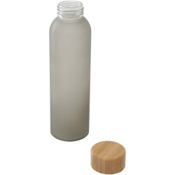 Bouteille publicitaire en verre sodocalcique mat Lume de 500 ml avec couvercle en bambou Bouteille publicitaire en verre sodocalcique mat Lume de 500 ml avec couvercle en bambou