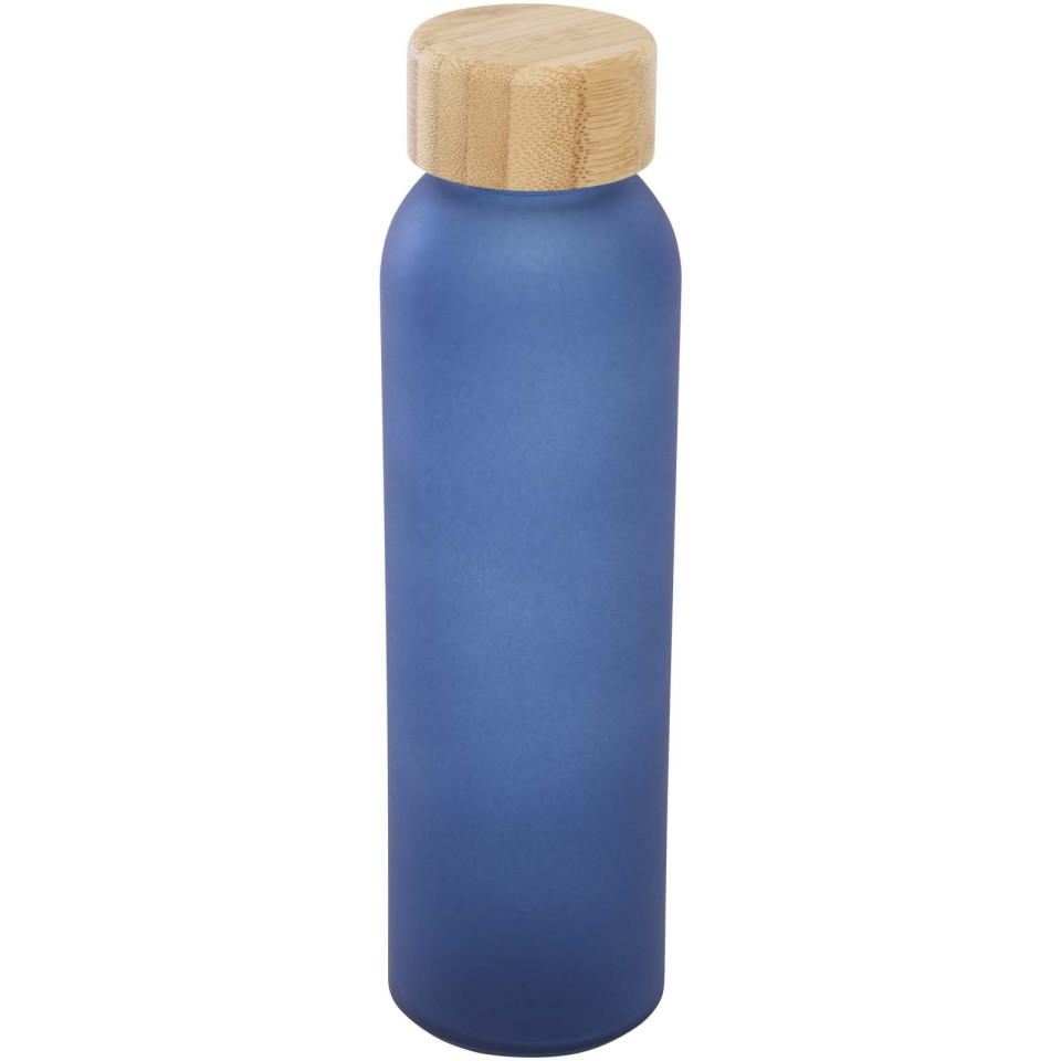 Bouteille publicitaire en verre sodocalcique mat Lume de 500 ml avec couvercle en bambou