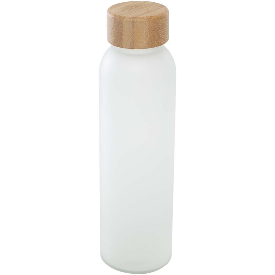 Bouteille publicitaire en verre sodocalcique mat Lume de 500 ml avec couvercle en bambou