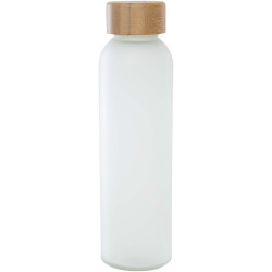 Bouteille publicitaire en verre sodocalcique mat Lume de 500 ml avec couvercle en bambou Bouteille publicitaire en verre sodocalcique mat Lume de 500 ml avec couvercle en bambou