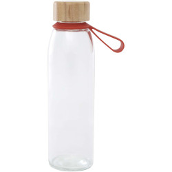 Bouteille publicitaire d'eau en verre Porto de 500 ml avec poignée en silicone et couvercle en bambou Bouteille publicitaire d'eau en verre Porto de 500 ml avec poignée en silicone et couvercle en bambou