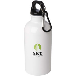 Bouteille publicitaire d'eau Oregon de 400 ml simple paroi en acier recyclé certifié RCS avec mousqueton Bouteille publicitaire d'eau Oregon de 400 ml simple paroi en acier recyclé certifié RCS avec mousqueton
