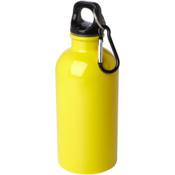 Bouteille publicitaire d'eau Oregon de 400 ml simple paroi en acier recyclé certifié RCS avec mousqueton Bouteille publicitaire d'eau Oregon de 400 ml simple paroi en acier recyclé certifié RCS avec mousqueton