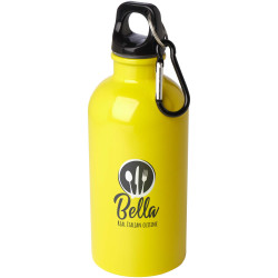 Bouteille publicitaire d'eau Oregon de 400 ml simple paroi en acier recyclé certifié RCS avec mousqueton Bouteille publicitaire d'eau Oregon de 400 ml simple paroi en acier recyclé certifié RCS avec mousqueton