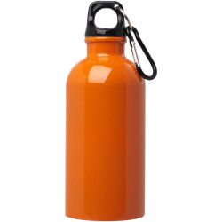 Bouteille publicitaire d'eau Oregon de 400 ml simple paroi en acier recyclé certifié RCS avec mousqueton Bouteille publicitaire d'eau Oregon de 400 ml simple paroi en acier recyclé certifié RCS avec mousqueton
