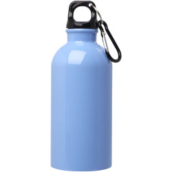 Bouteille publicitaire d'eau Oregon de 400 ml simple paroi en acier recyclé certifié RCS avec mousqueton Bouteille publicitaire d'eau Oregon de 400 ml simple paroi en acier recyclé certifié RCS avec mousqueton