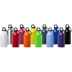 Bouteille publicitaire d'eau Oregon de 400 ml simple paroi en acier recyclé certifié RCS avec mousqueton Bouteille publicitaire d'eau Oregon de 400 ml simple paroi en acier recyclé certifié RCS avec mousqueton