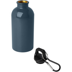 Bouteille publicitaire d'eau Oregon de 400 ml simple paroi en acier recyclé certifié RCS avec mousqueton Bouteille publicitaire d'eau Oregon de 400 ml simple paroi en acier recyclé certifié RCS avec mousqueton
