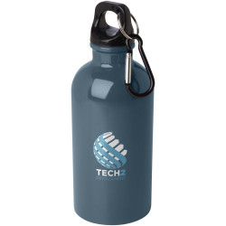 Bouteille publicitaire d'eau Oregon de 400 ml simple paroi en acier recyclé certifié RCS avec mousqueton Bouteille publicitaire d'eau Oregon de 400 ml simple paroi en acier recyclé certifié RCS avec mousqueton