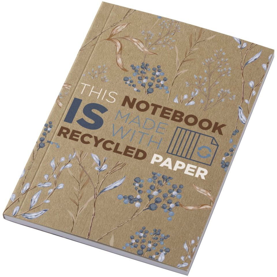 Carnet publicitaire A6 à couverture souple recyclée en kraft Novella Austen avec 50 feuilles