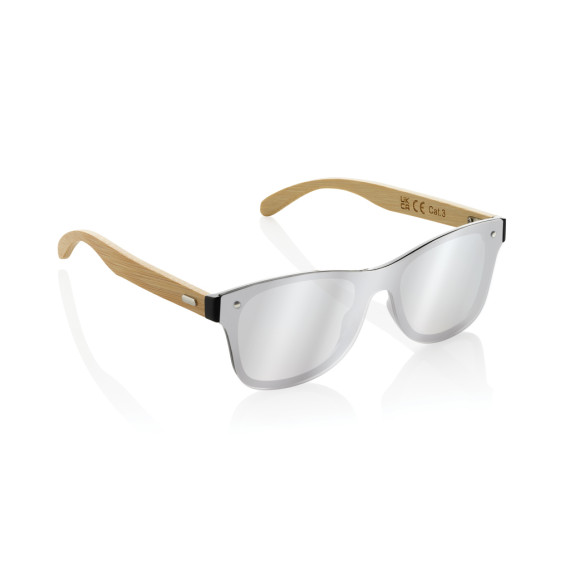 Lunettes publicitaires de soleil en plastique recyclé RCS et bambou Prism Lunettes publicitaires de soleil en plastique recyclé RCS et bambou Prism