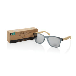 Lunettes publicitaires de soleil en plastique recyclé RCS et bambou Prism Lunettes publicitaires de soleil en plastique recyclé RCS et bambou Prism