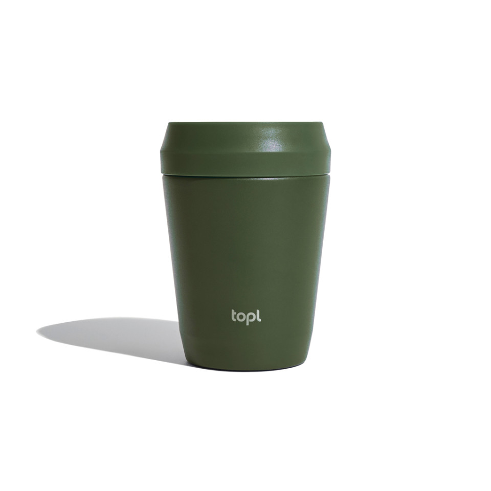 Mug publicitaire 235 ml avec couvercle 360 en acier recyclé Topl