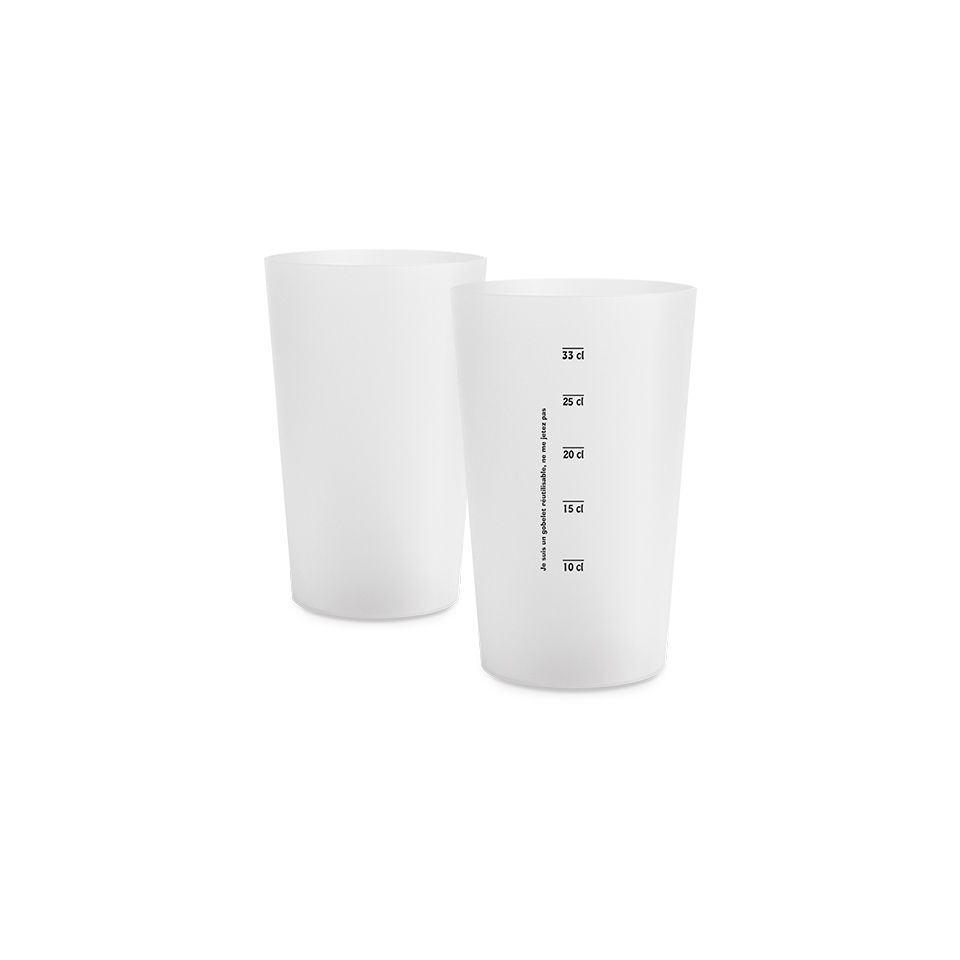 Gobelet en plastique personnalisable fabriqué en France réutilisable 390 ml ras bord