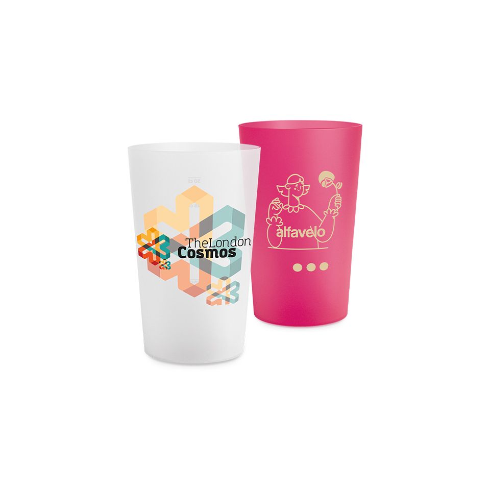 Gobelet en plastique personnalisable fabriqué en France réutilisable 390 ml ras bord