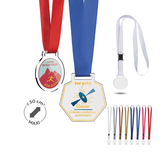 Médaille sur mesure personnalisée en plastique transparent fabriquée en France Médaille sur mesure personnalisée en plastique transparent fabriquée en France